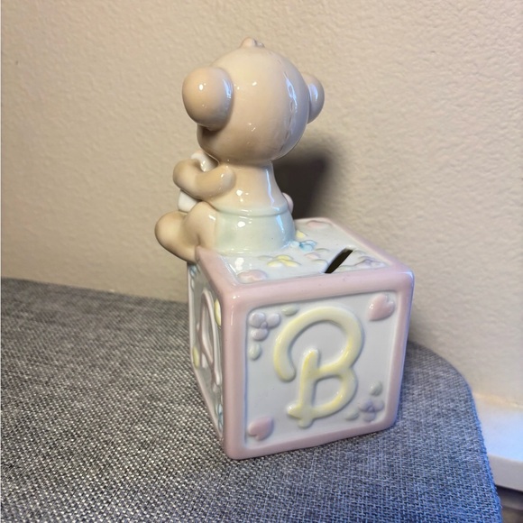 Enesco Cream and Pink Teddy Bear Ceramic Figurine - Picture 2 of 6